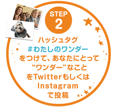 ハッシュタグ#わたしのワンダーをつけて、あなたにとって“ワンダー”なことをTwitterもしくはInstagramで投稿