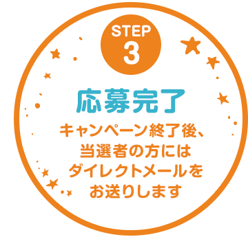 応募完了キャンペーン終了後、当選者の方にはダイレクトメールをお送りします